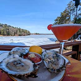 Oysters and martinis from Ravinia Bay in Lake Delton